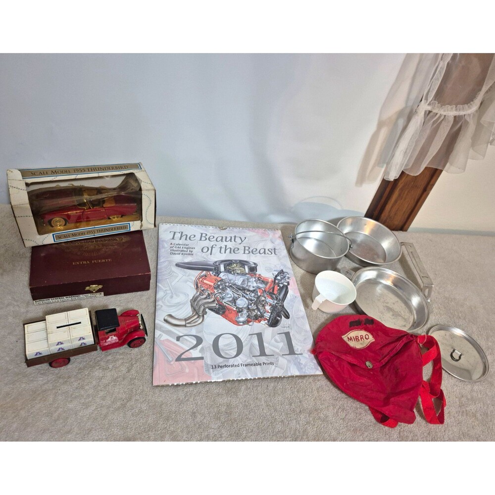 Mixed Collectibles Lot: 1955 Thunderbird Model, Truck, 2011 Chevy Calendar